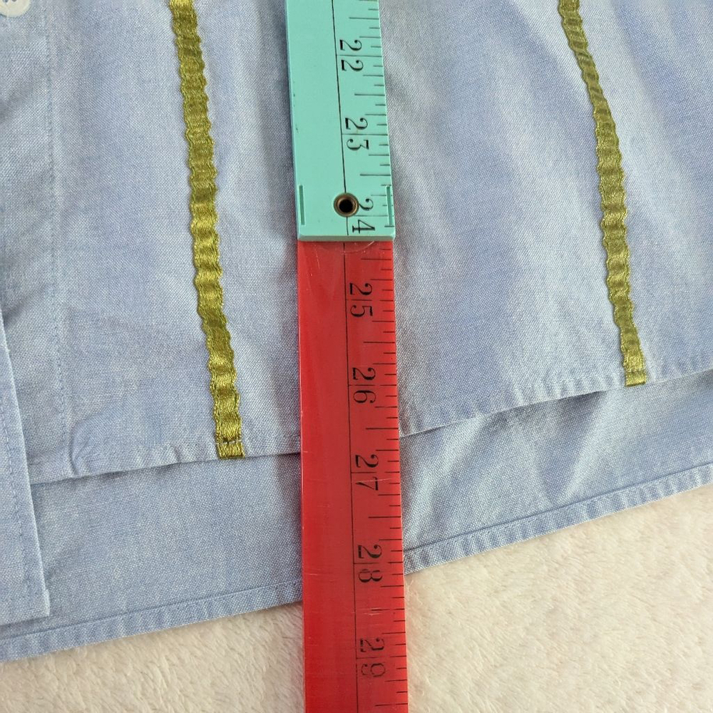 Quacker Factory Sunflower Button Down Denim Shirt - 1X - Picture 5 of 7